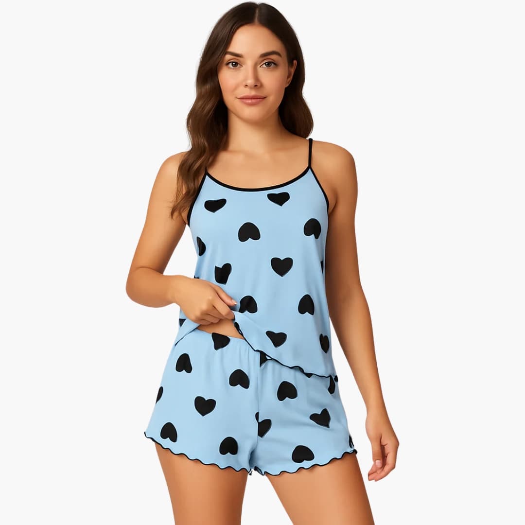 Damen Pyjama Set mit Kurzarm und Shorts