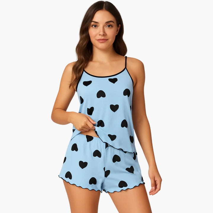 Damen Pyjama Set mit Kurzarm und Shorts