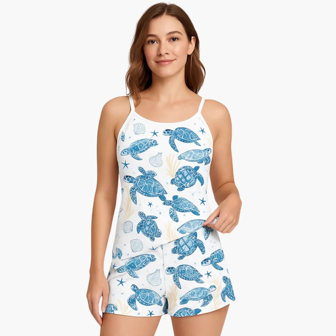 Damen Pyjama Set mit Kurzarm und Shorts