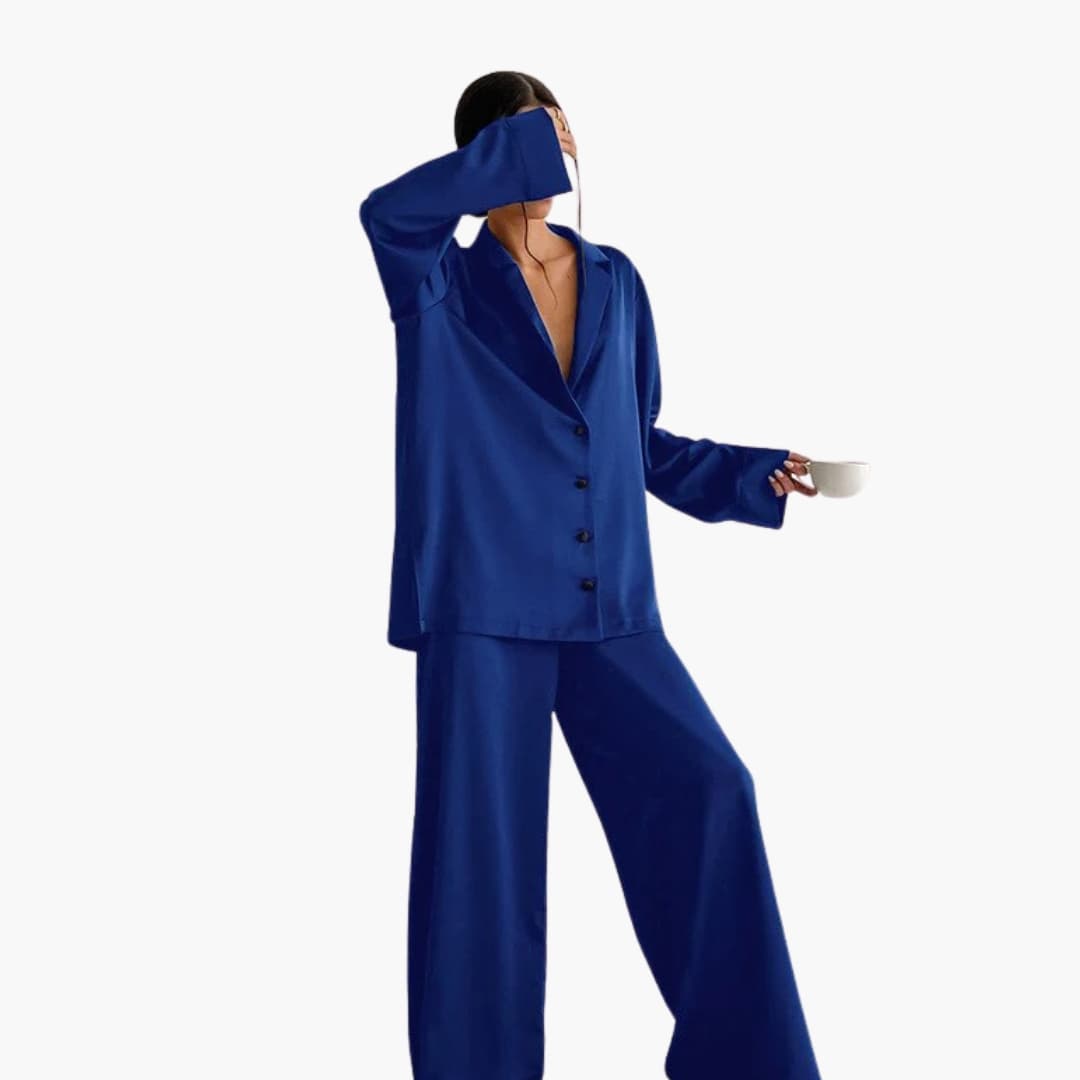 Damen Pyjama Set mit Rundhalsausschnitt und elastischem Bund