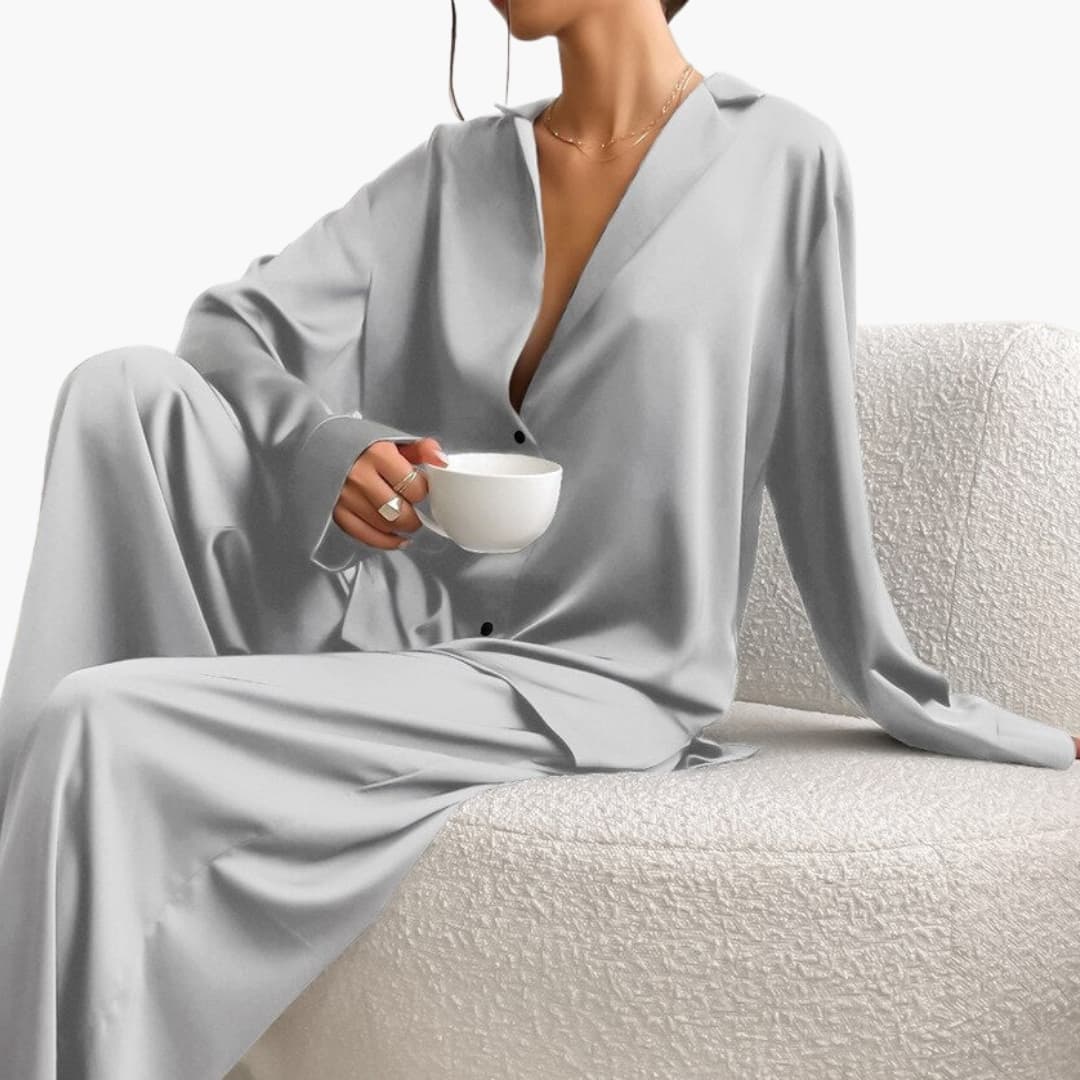 Damen Pyjama Set mit Rundhalsausschnitt und elastischem Bund