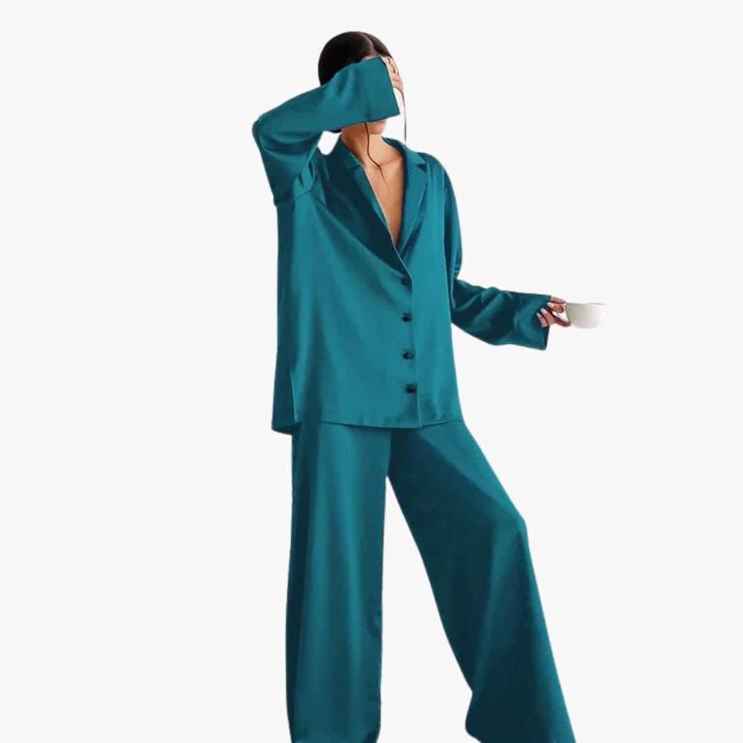 Damen Pyjama Set mit Rundhalsausschnitt und elastischem Bund