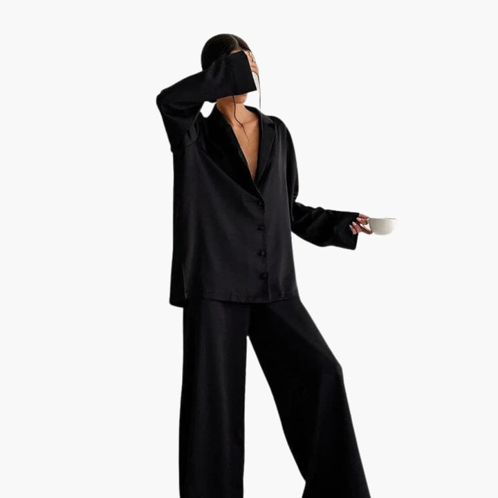 Damen Pyjama Set mit Rundhalsausschnitt und elastischem Bund