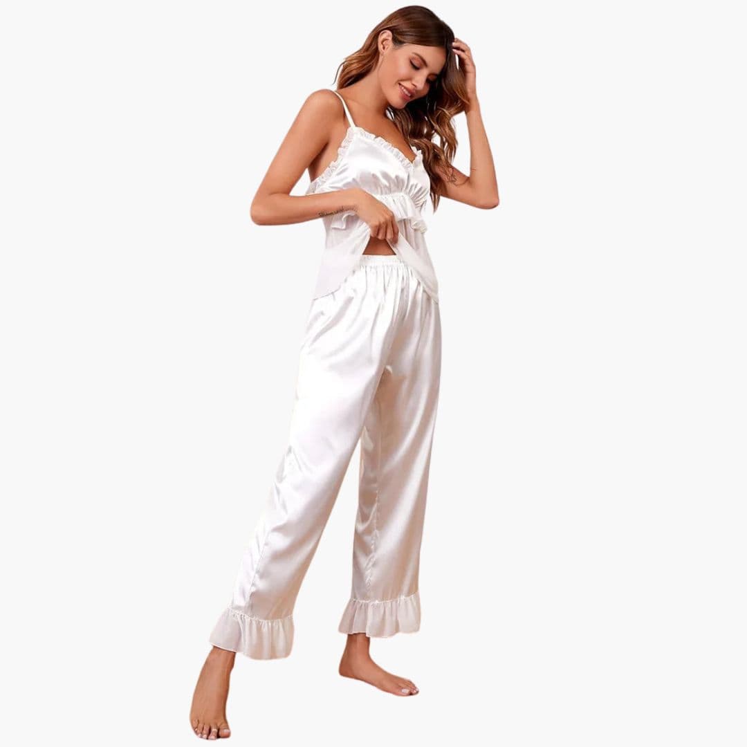Damen Pyjama Set mit Rüschen Camisole