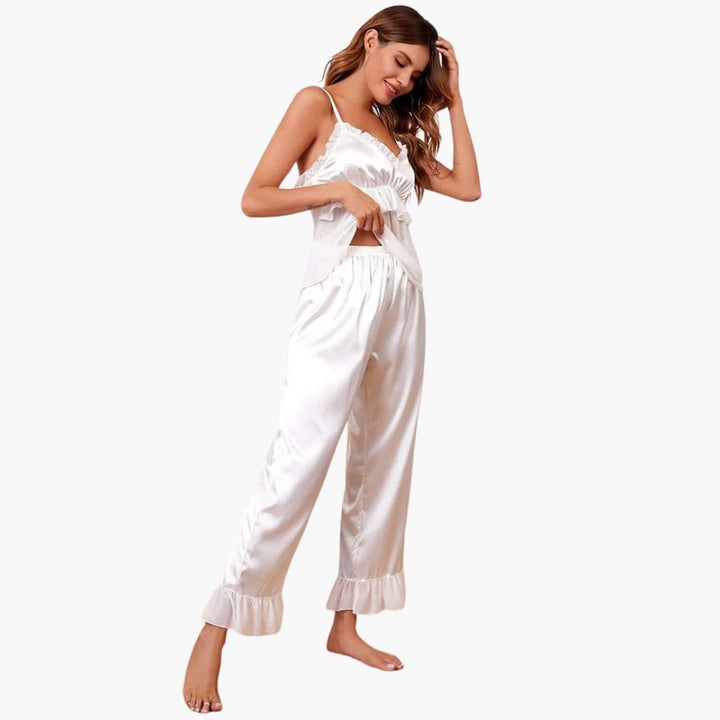 Damen Pyjama Set mit Rüschen Camisole