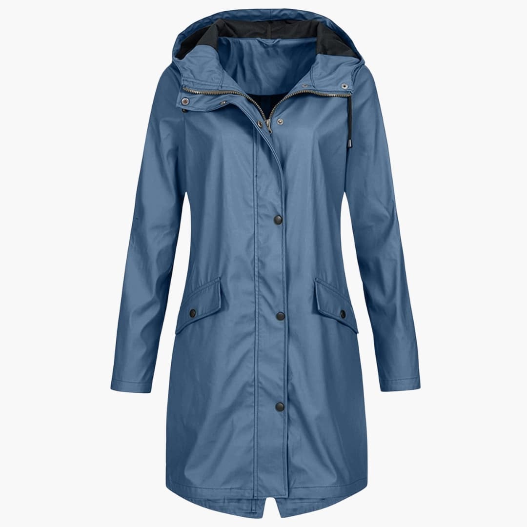 Damen Regenjacke mit Kapuze und Vordertaschen