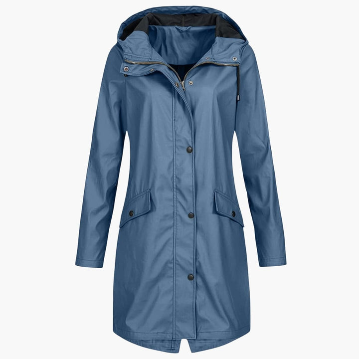 Damen Regenjacke mit Kapuze und Vordertaschen