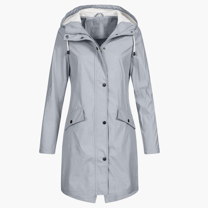 Damen Regenjacke mit Kapuze und Vordertaschen