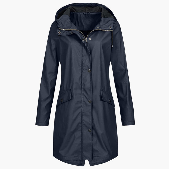 Damen Regenjacke mit Kapuze und Vordertaschen