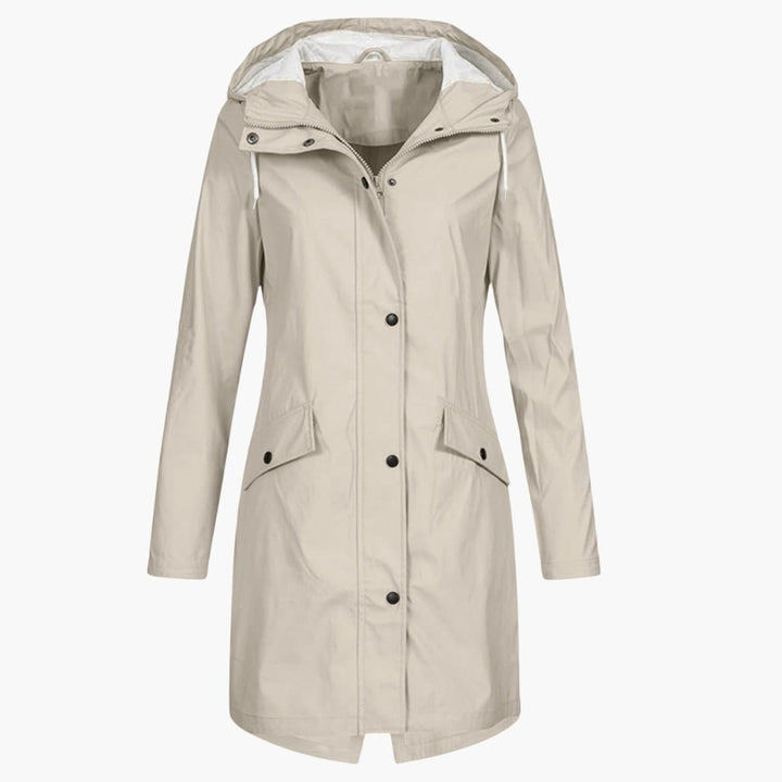 Damen Regenjacke mit Kapuze und Vordertaschen