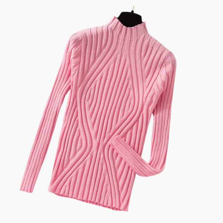 Damen Rippstrickpullover mit Stehkragen