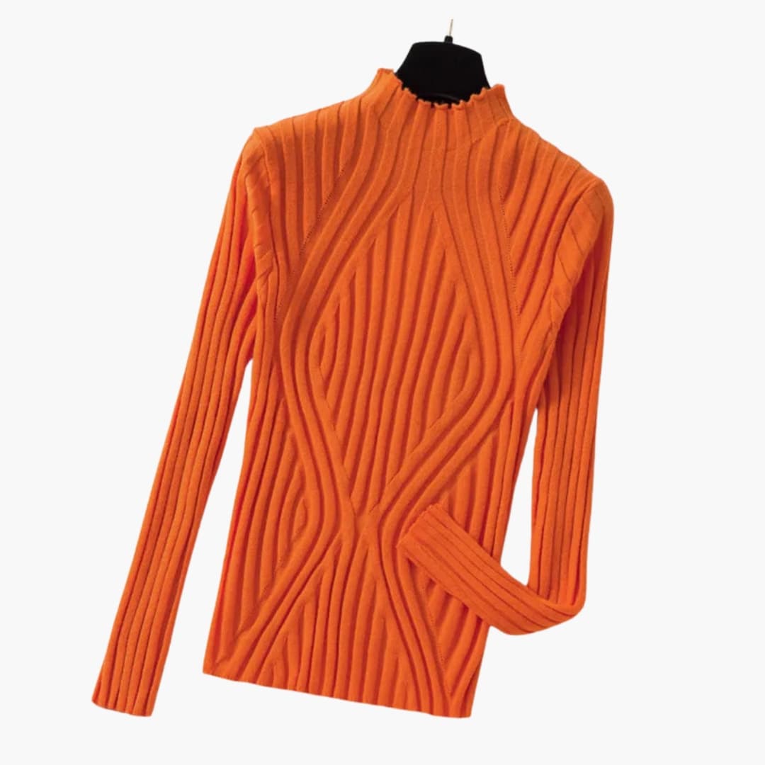 Damen Rippstrickpullover mit Stehkragen