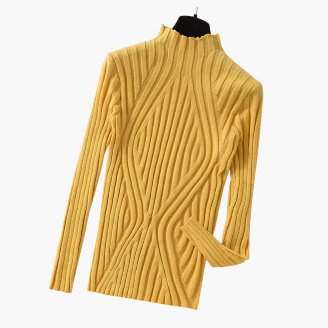 Damen Rippstrickpullover mit Stehkragen