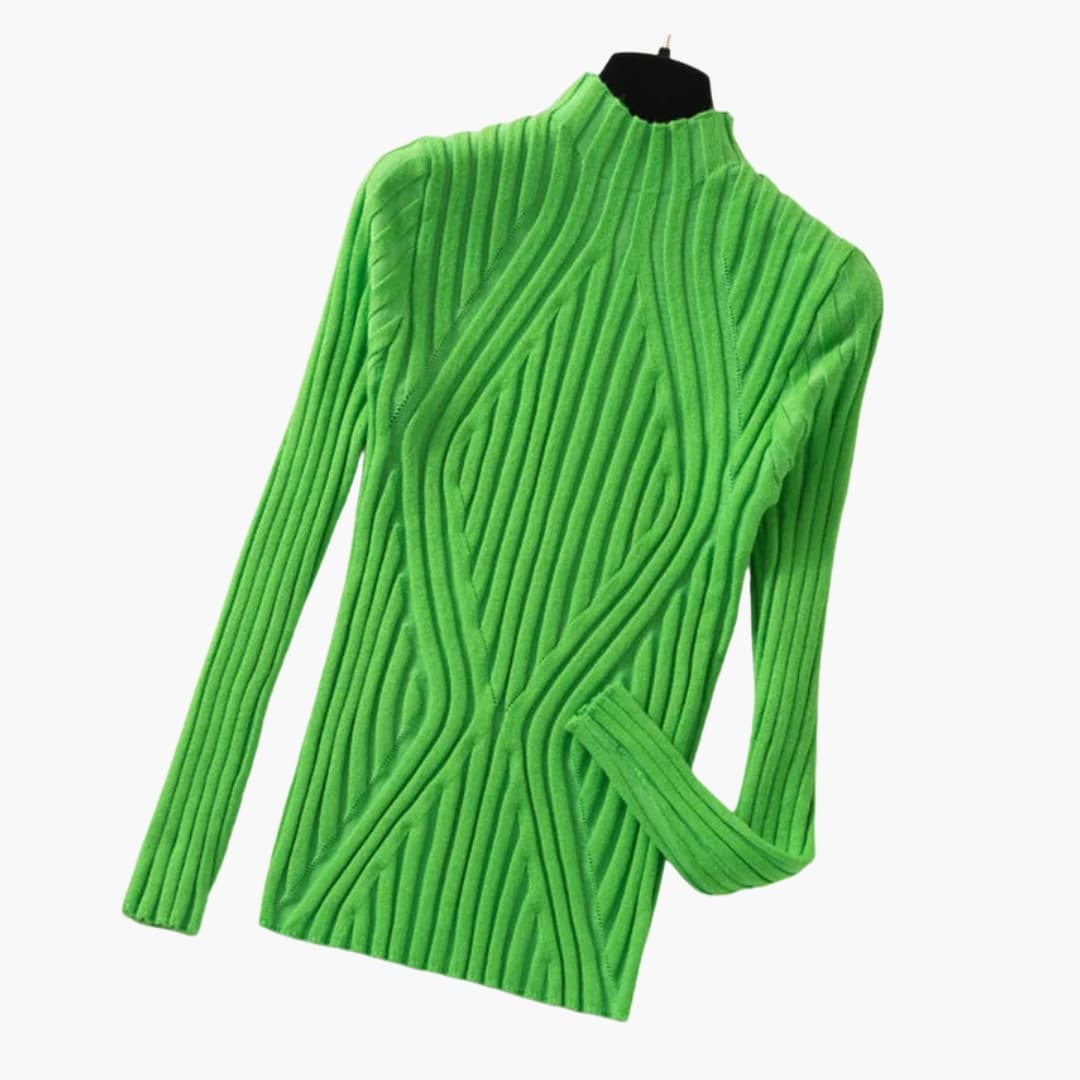 Damen Rippstrickpullover mit Stehkragen