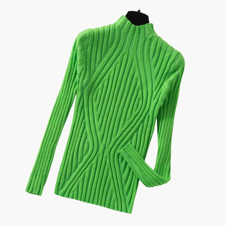 Damen Rippstrickpullover mit Stehkragen