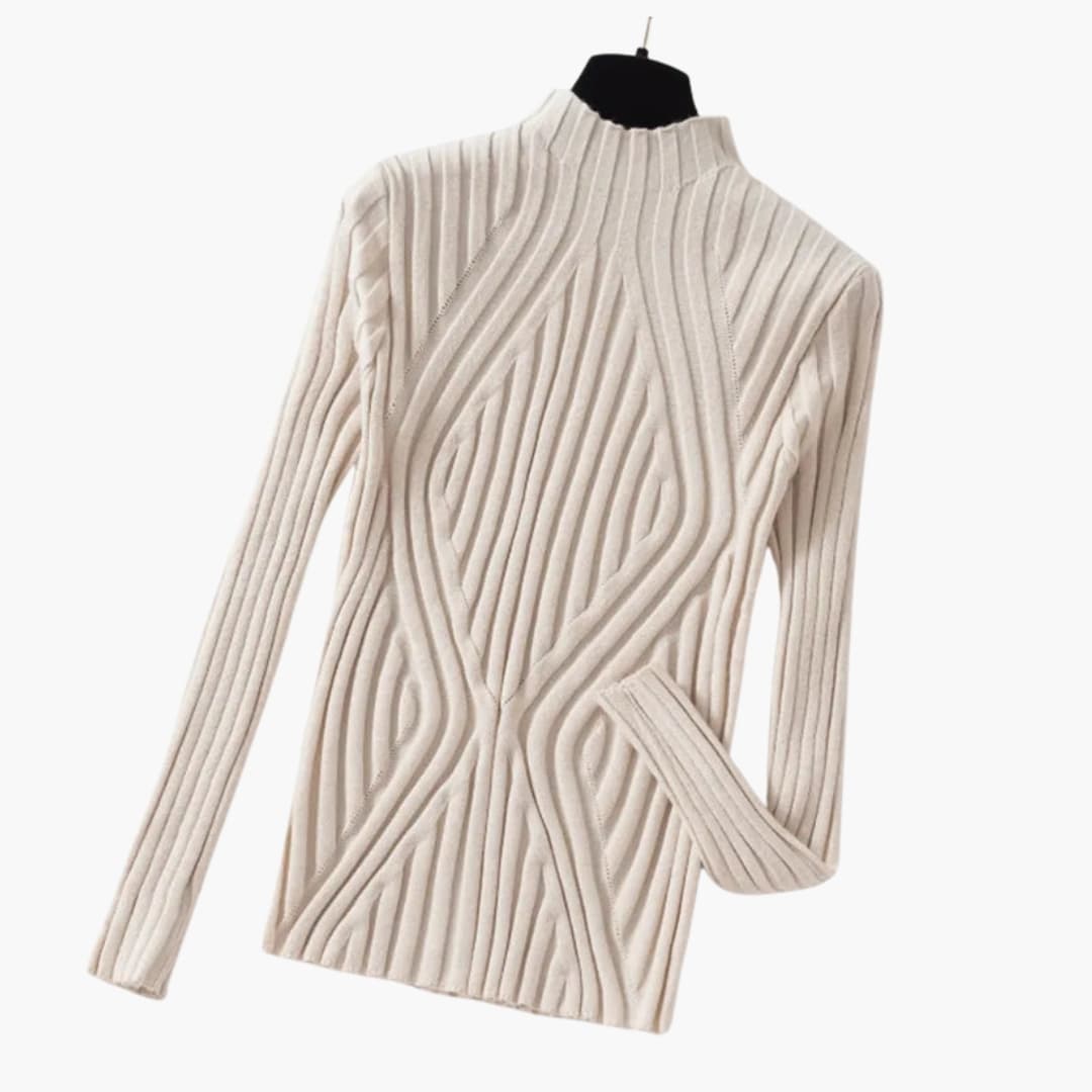 Damen Rippstrickpullover mit Stehkragen