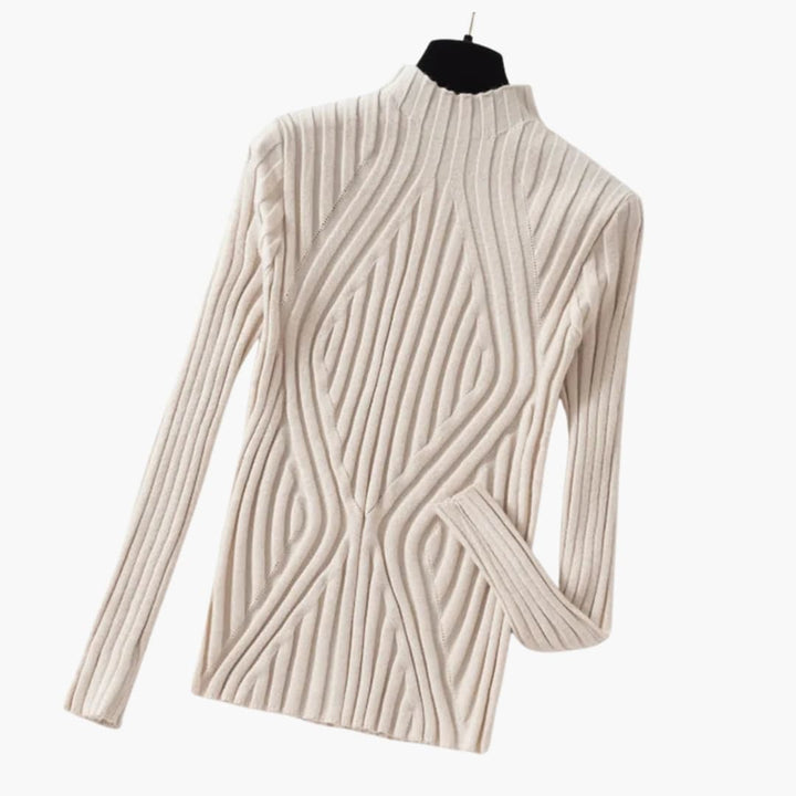 Damen Rippstrickpullover mit Stehkragen