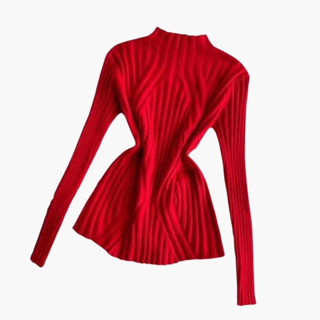 Damen Rippstrickpullover mit Stehkragen