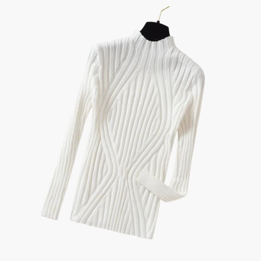 Damen Rippstrickpullover mit Stehkragen