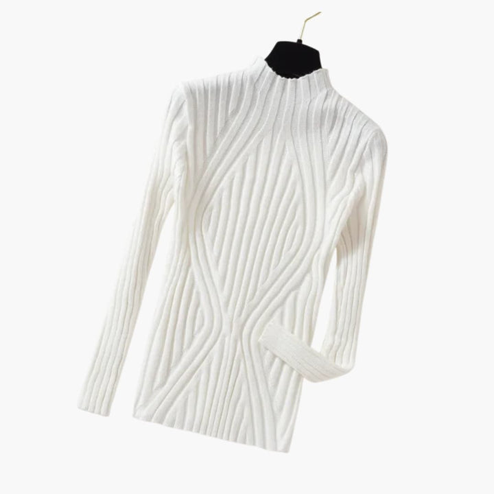 Damen Rippstrickpullover mit Stehkragen