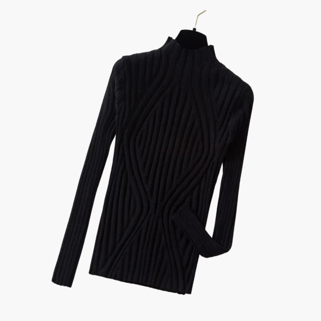 Damen Rippstrickpullover mit Stehkragen