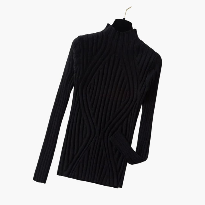 Damen Rippstrickpullover mit Stehkragen