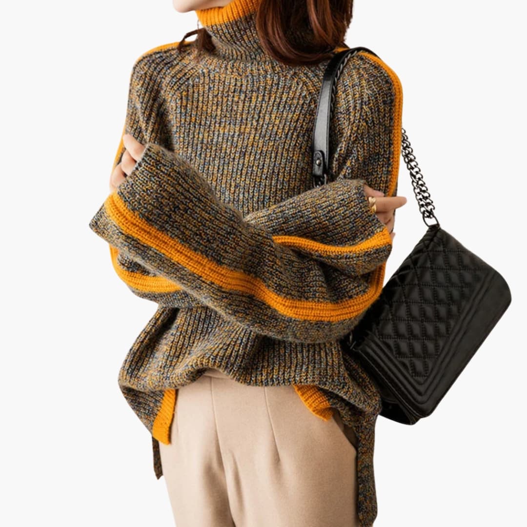 Damen Rollkragenpullover mit Streifen