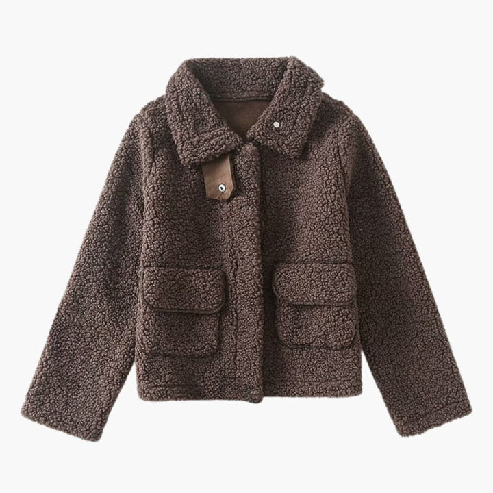 Damen Shearling Jacke mit Umlegekragen