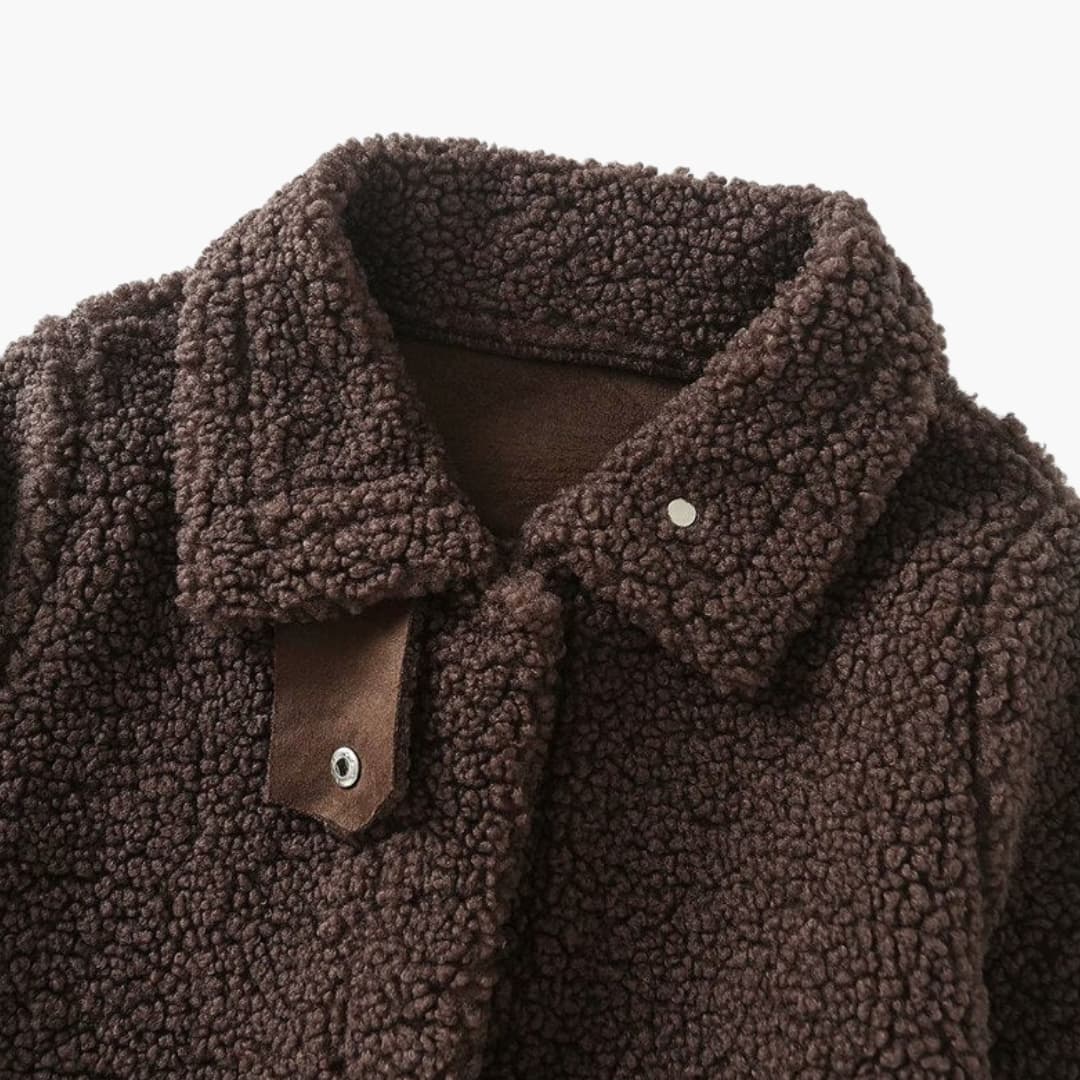 Damen Shearling Jacke mit Umlegekragen