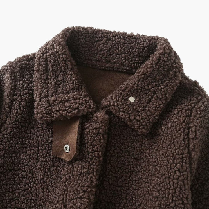 Damen Shearling Jacke mit Umlegekragen