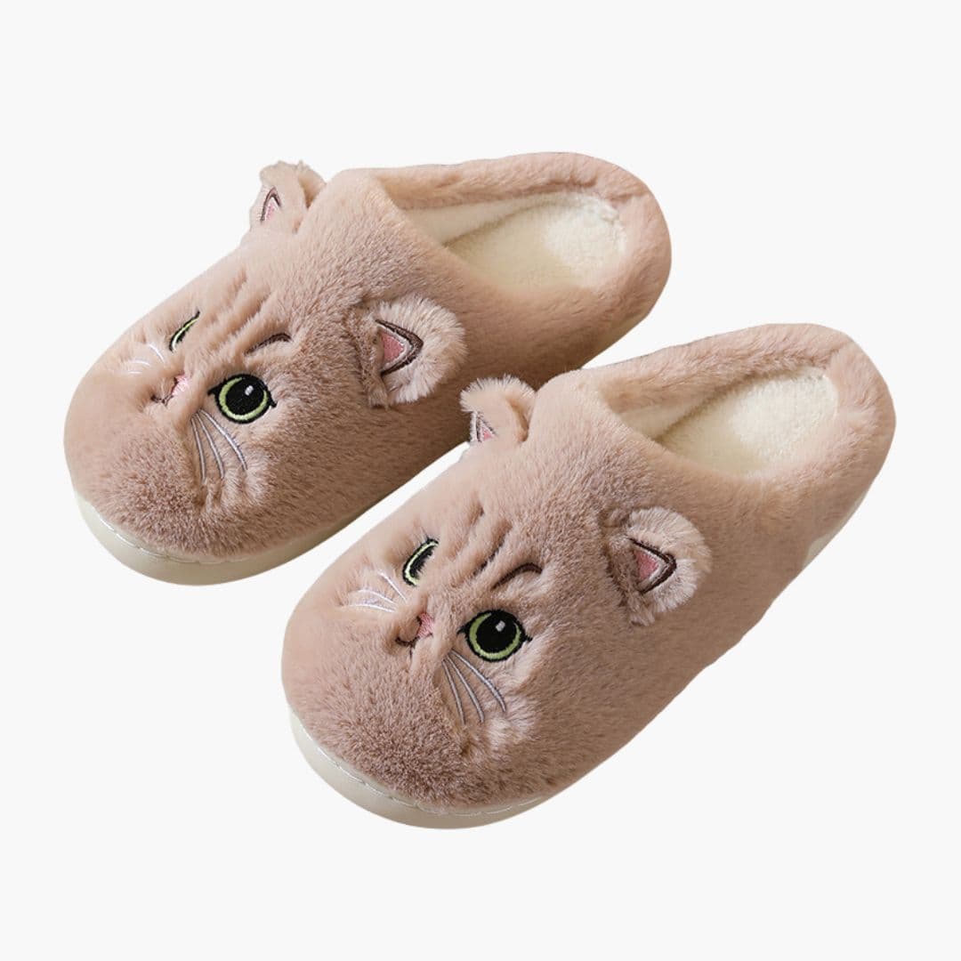 Damen Slip On Hausschuhe mit Katzen Design