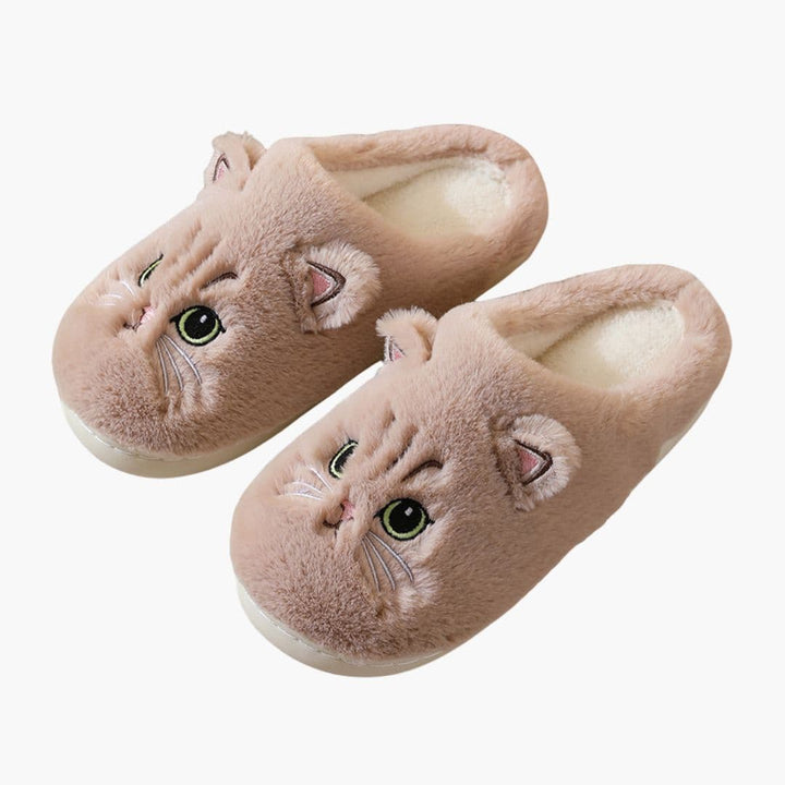 Damen Slip On Hausschuhe mit Katzen Design