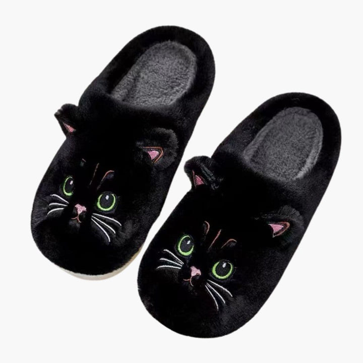 Damen Slip On Hausschuhe mit Katzen Design