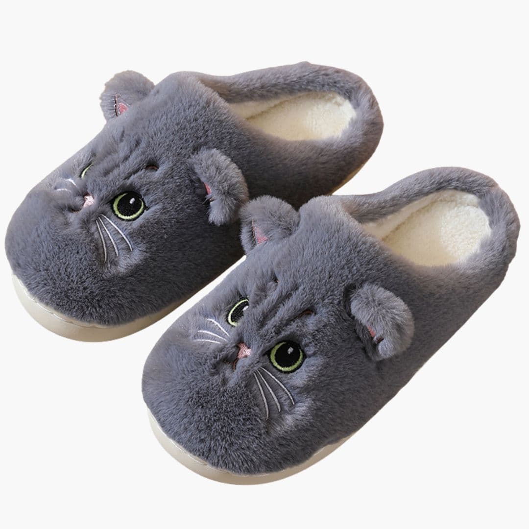 Damen Slip On Hausschuhe mit Katzen Design