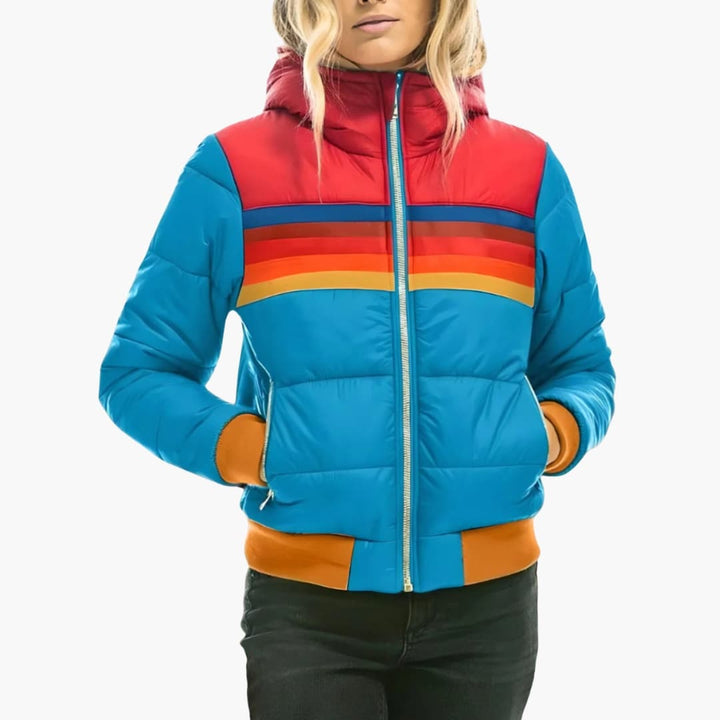 Damen Steppjacke mit Kapuze und Reißverschluss
