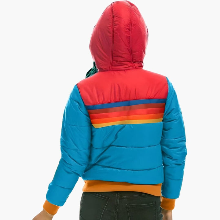 Damen Steppjacke mit Kapuze und Reißverschluss