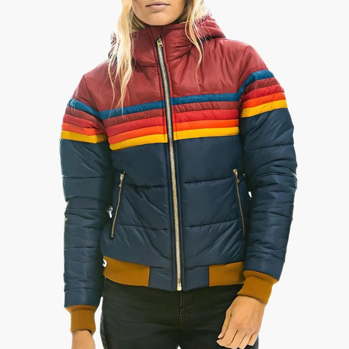 Damen Steppjacke mit Kapuze und Reißverschluss