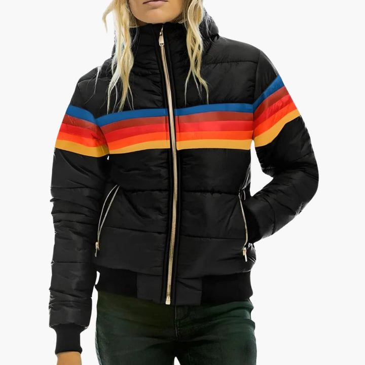 Damen Steppjacke mit Kapuze und Reißverschluss