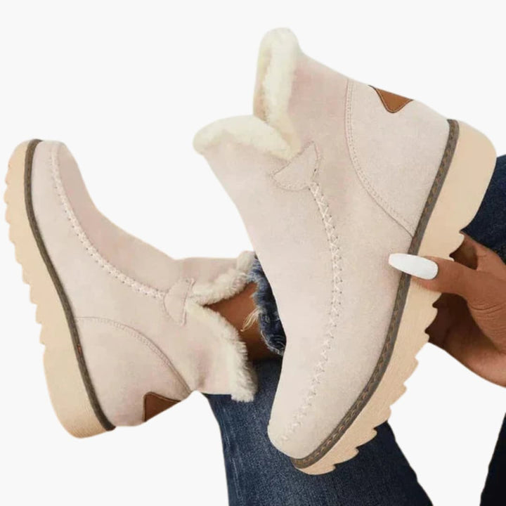 Damen Stiefeletten mit Plüschfutter und strukturierter Laufsohle