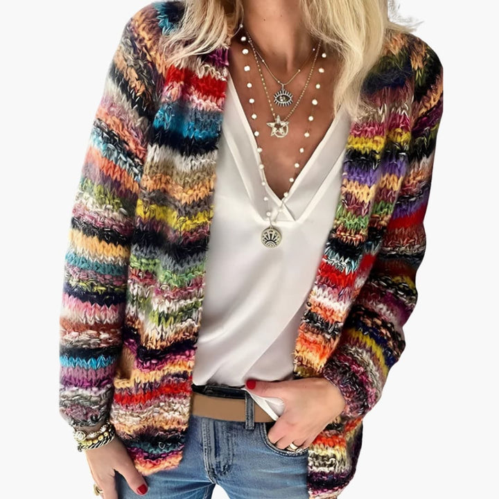 Damen Strick Cardigan mit offenem Vorderteil und langen Ärmeln