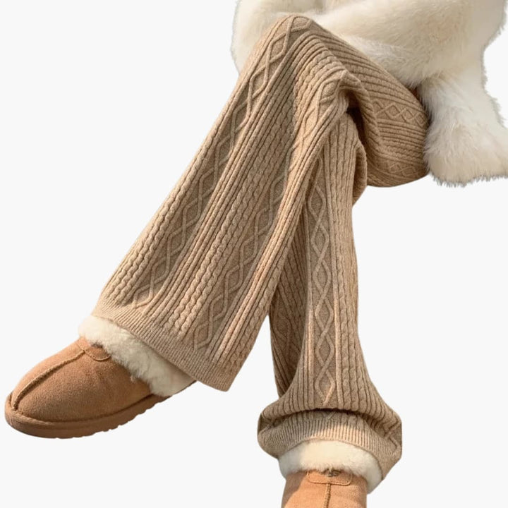 Damen Strick Jogginghose mit Geradem Bein