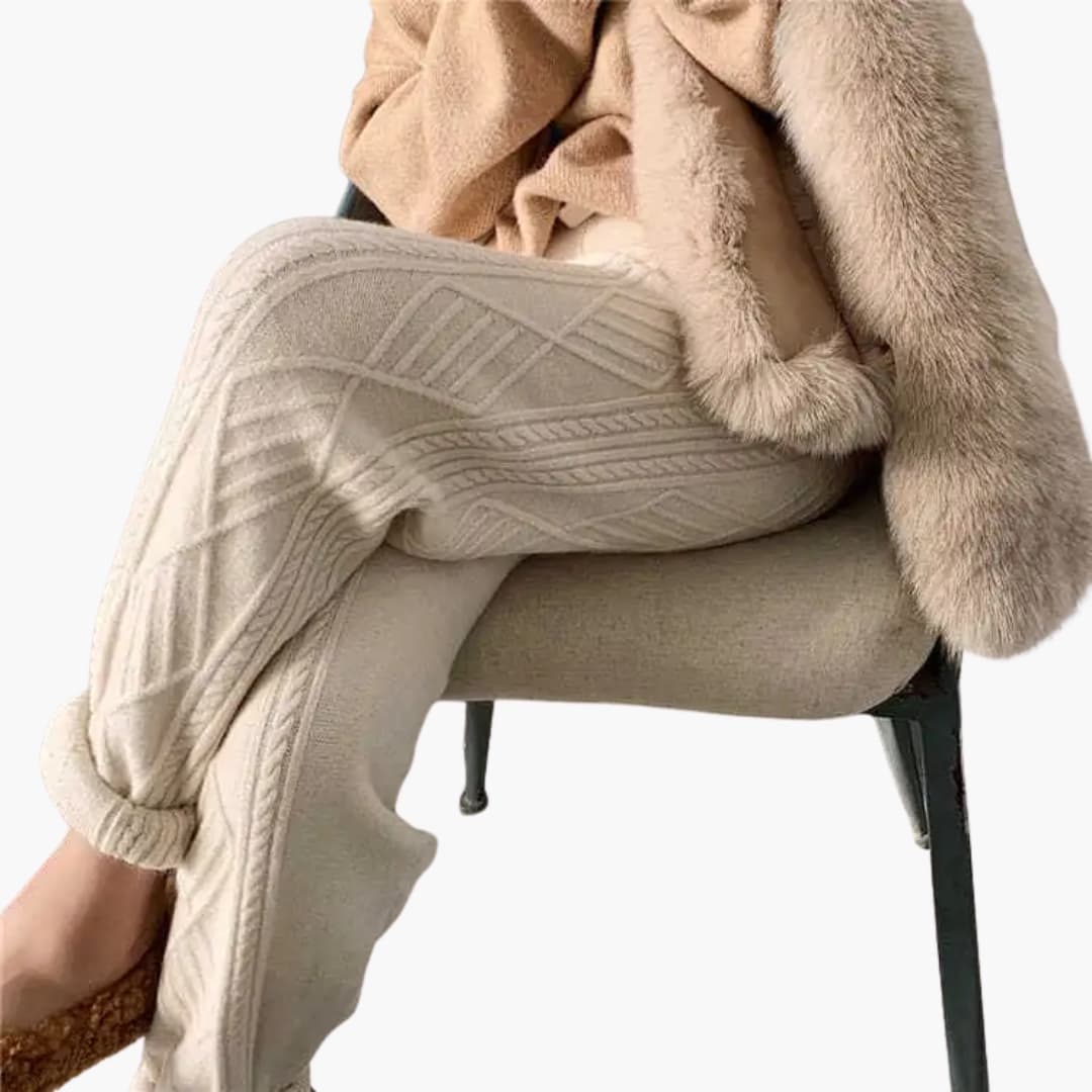 Damen Strick Jogginghose mit Geradem Bein