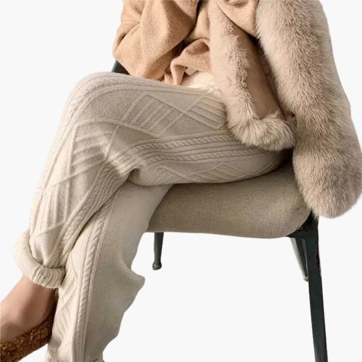 Damen Strick Jogginghose mit Geradem Bein