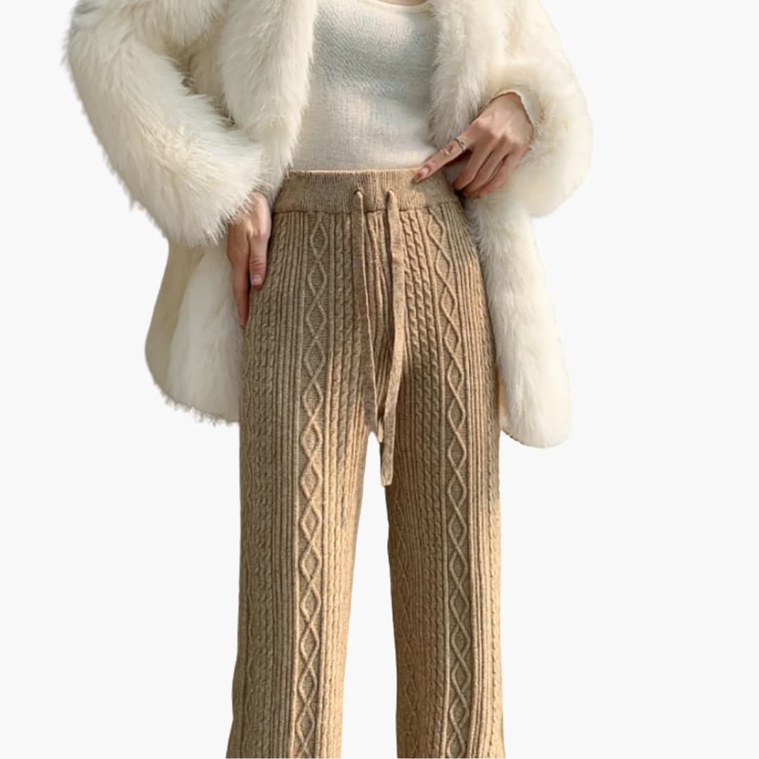 Damen Strick Jogginghose mit Geradem Bein