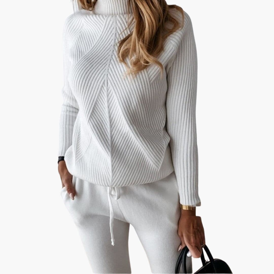 Damen Strickanzug mit Rollkragenpullover und Jogginghose