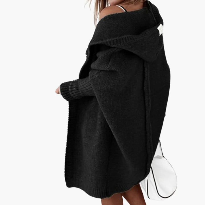 Damen Strickcardigan mit Kapuze und langen Ärmeln