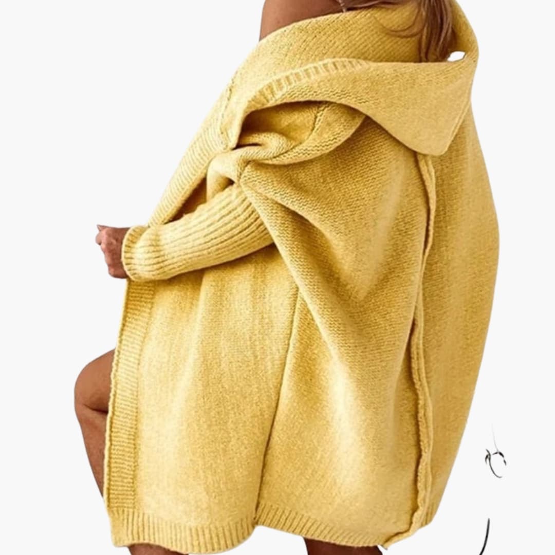 Damen Strickcardigan mit Kapuze und langen Ärmeln
