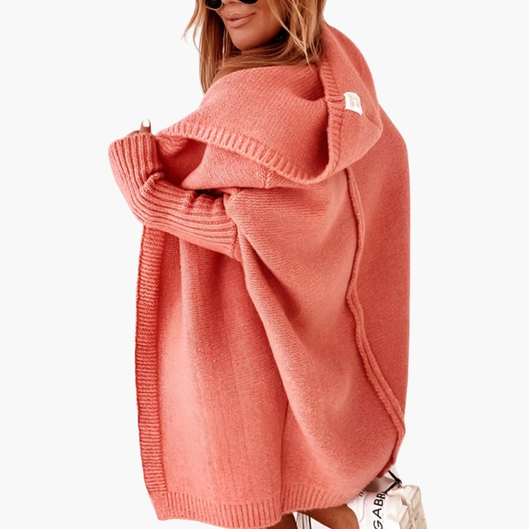 Damen Strickcardigan mit Kapuze und langen Ärmeln