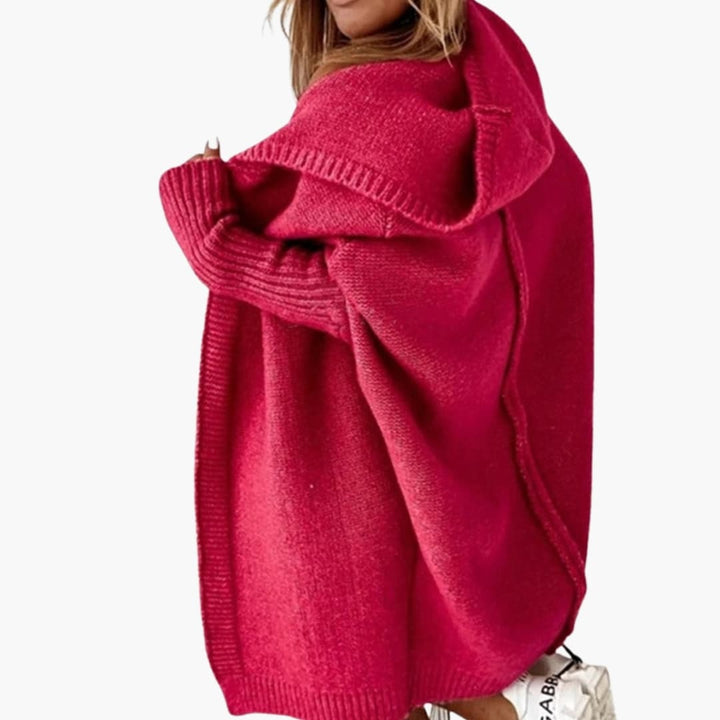 Damen Strickcardigan mit Kapuze und langen Ärmeln