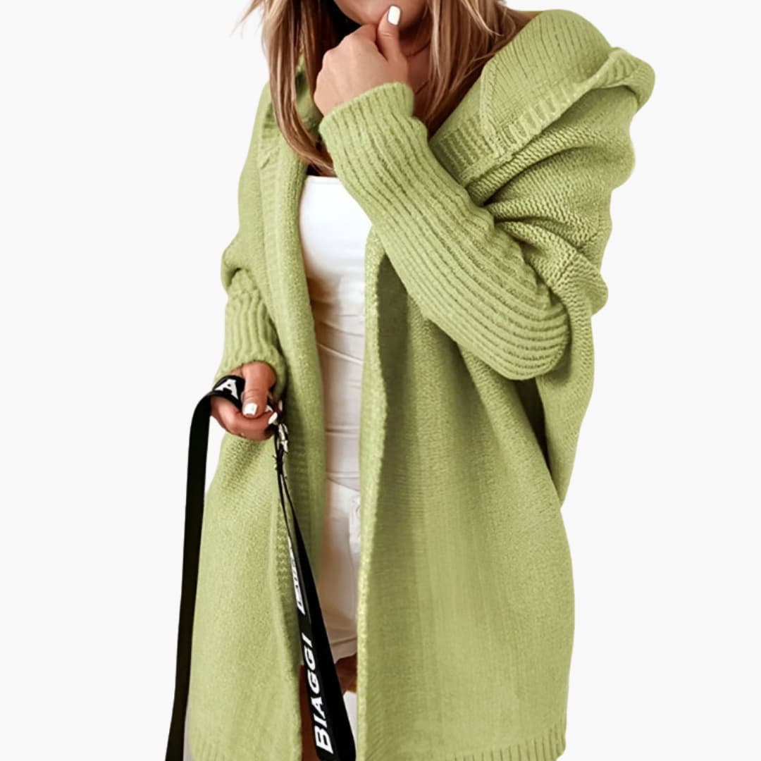 Damen Strickcardigan mit Kapuze und langen Ärmeln